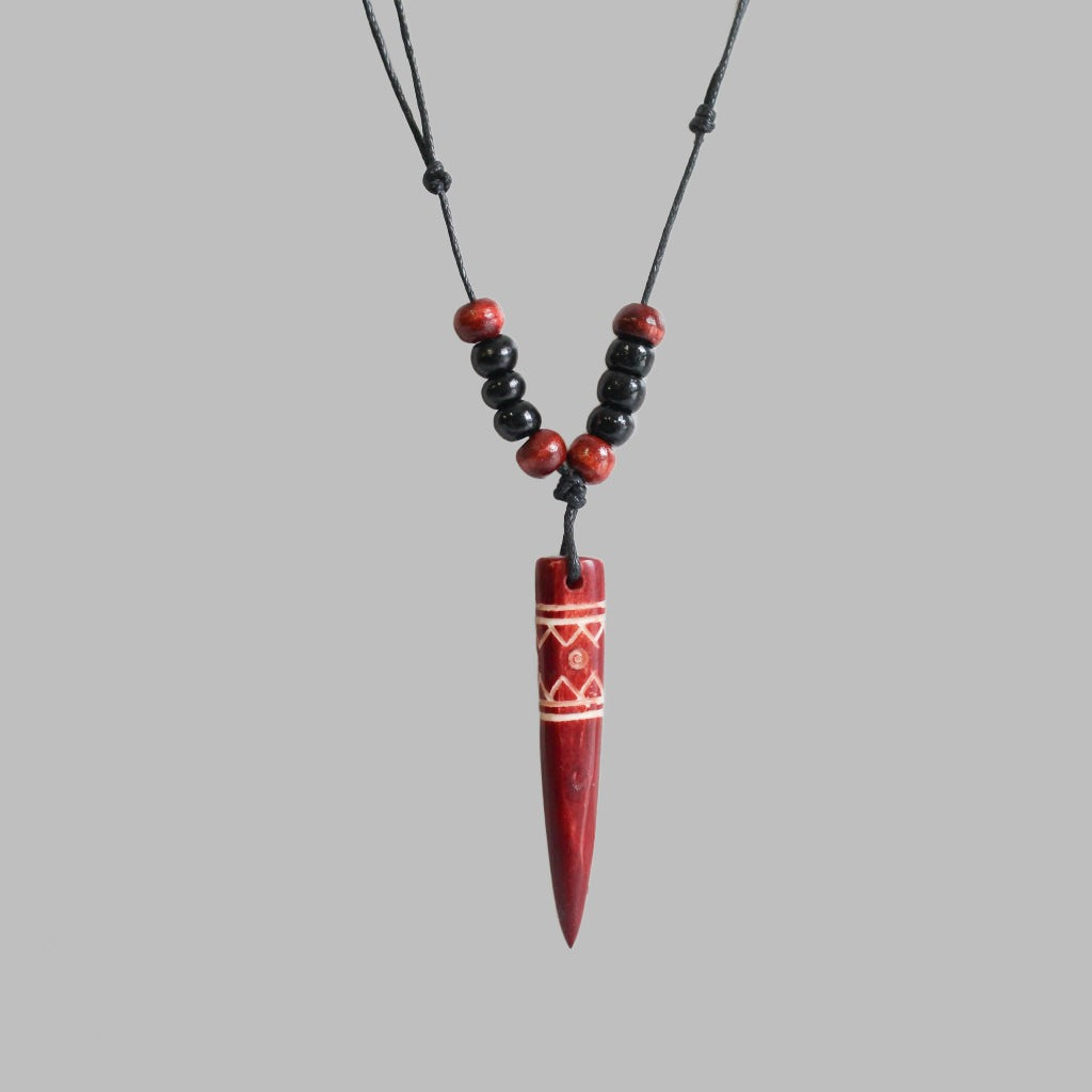 Necklace Black Cord With Wooden Fish Bone